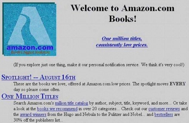 اولین وب‌سایت آمازون که تنها به فروش کتاب اختصاص داشت